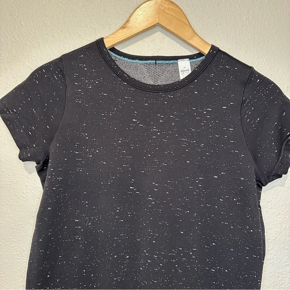 Ivivva by Lululemon Girls Black Speckled Short Sleeve Tee